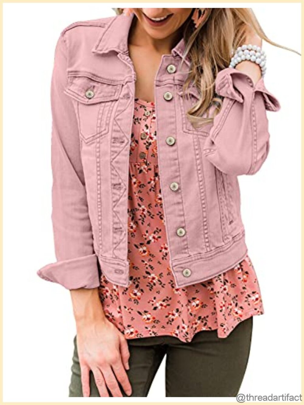 Womens Stretch Button Down Long Sleeve Denim Jean Trucker Jacket
